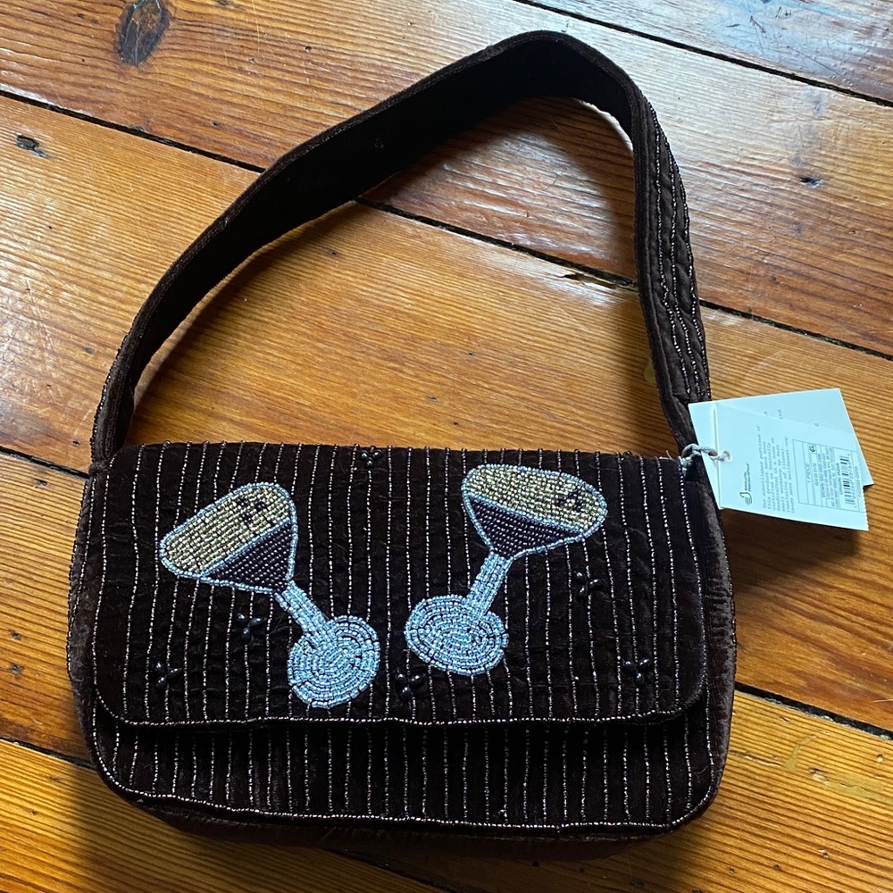 A New Day Espresso Martini brown velvet bag - Picture 11 of 12